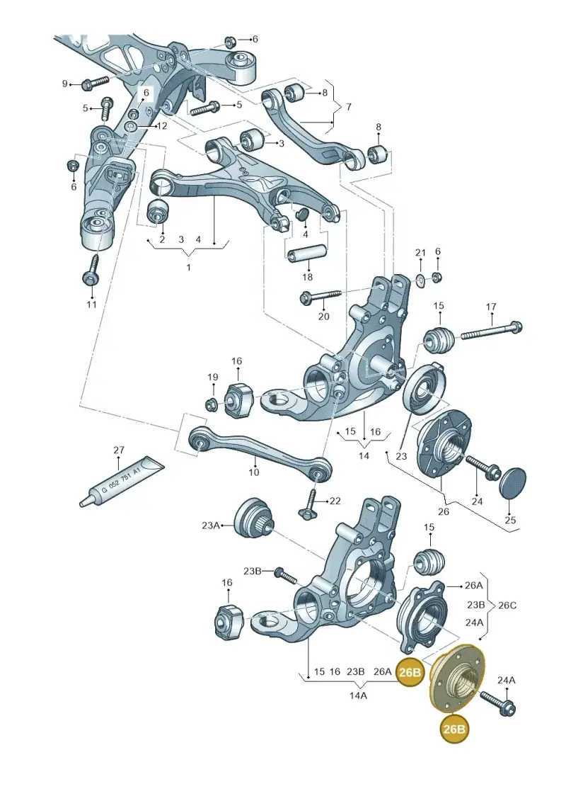 8K0407613B — Audi Q5 qu. 2.0 TDI (2012-2017) diagram 620505050, position 26B