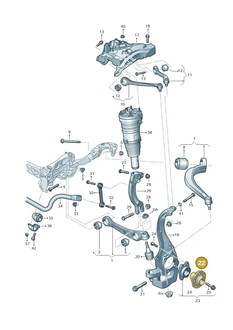8K0407613B — Audi A8L qu. 3.0 TDI (2009-2014) diagram 696407010, position 22