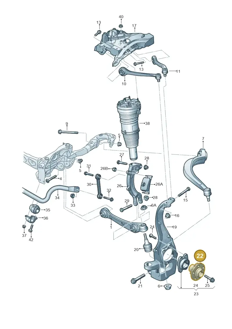 8K0407613B — Audi A8L qu. 3.0 TDI (2013-2018) diagram 771407000, position 22