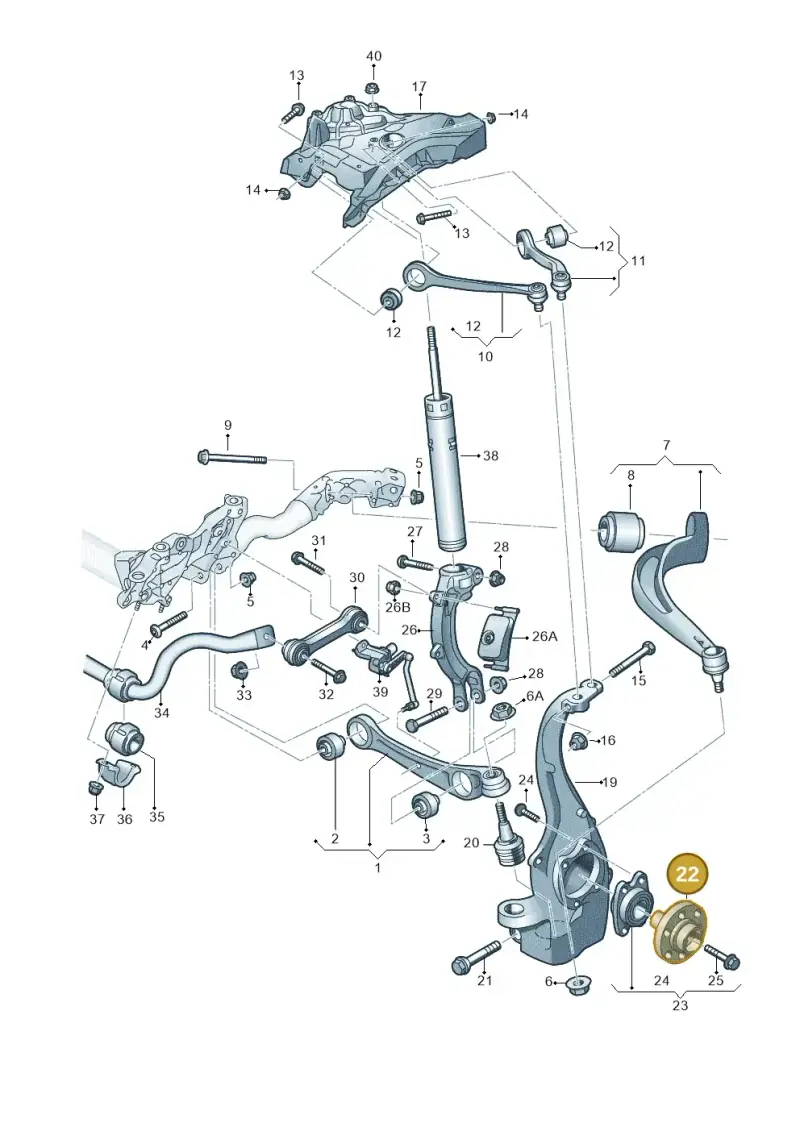 8K0407613B — Audi A7 Sportback (2014-2018) diagram 788407000, position 22