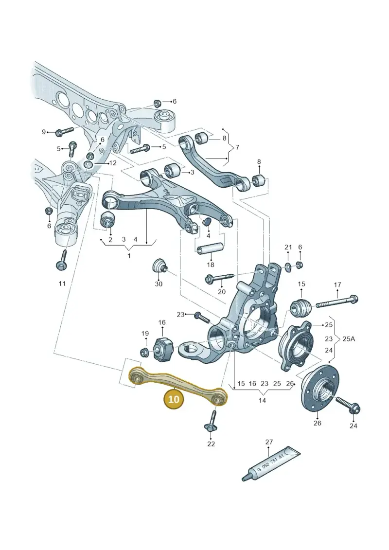 8K0501529N — Audi A7 Sportback (2014-2018) diagram 620505100, position 10