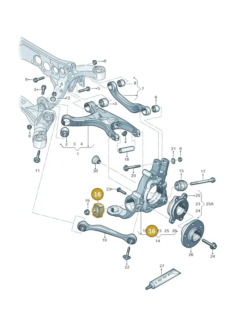 8K0505279E — Audi A7 Sportback (2014-2018) diagram 620505100, position 16