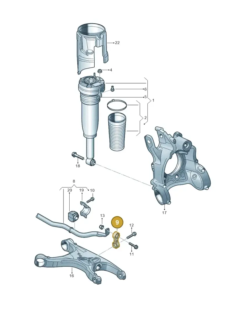 8K0505465G — Audi A8L qu. 3.0 TDI (2013-2018) diagram 696511100, position 9