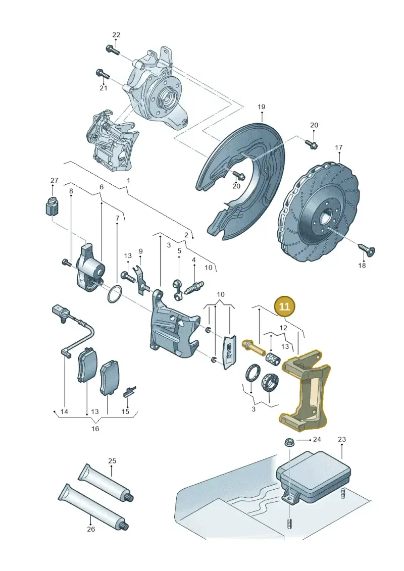 8K0615425E — Audi RS4 Av. qu. 4.2 (2012-2015) diagram 765615710, position 11