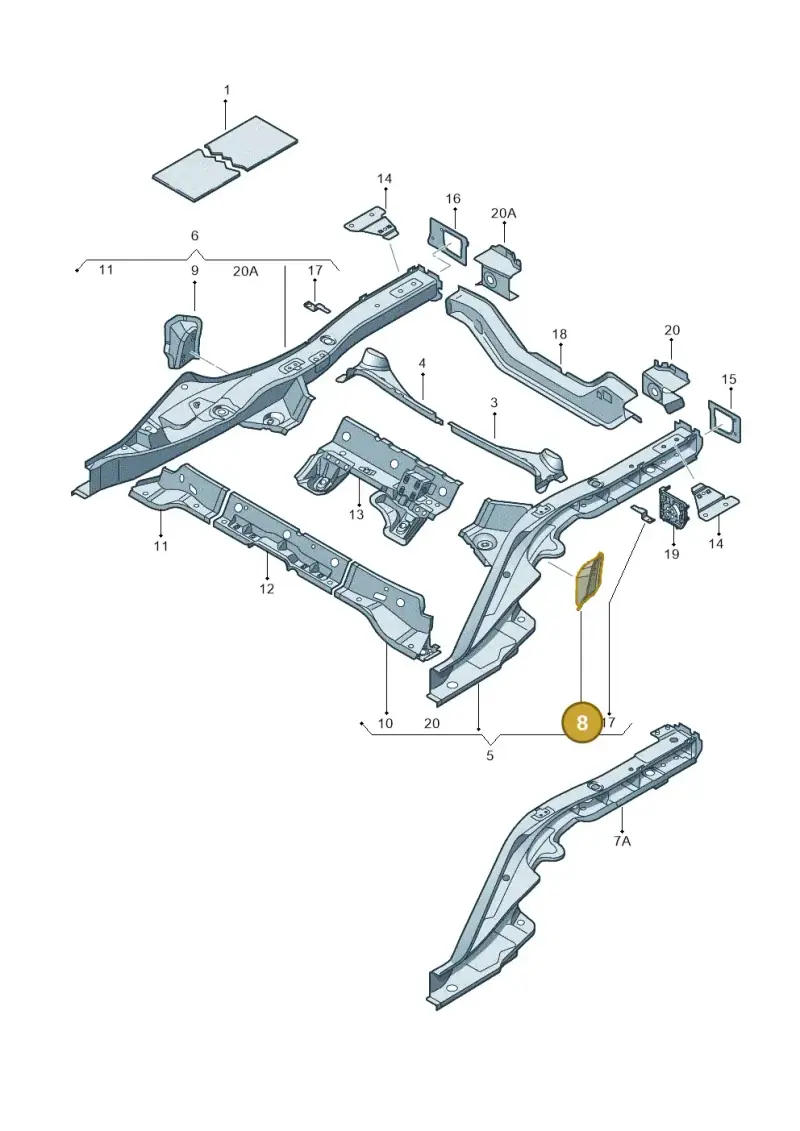 8K0802225 — Audi RS4 Av. qu. 4.2 (2012-2015) diagram 249803400, position 8