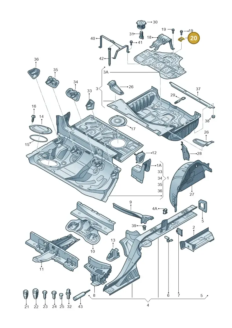 8K0803123A — Audi A7 Sportback (2014-2018) diagram 711803500, position 20