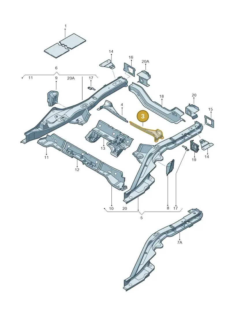 8K0803345B — Audi RS4 Av. qu. 4.2 (2012-2015) diagram 249803400, position 3