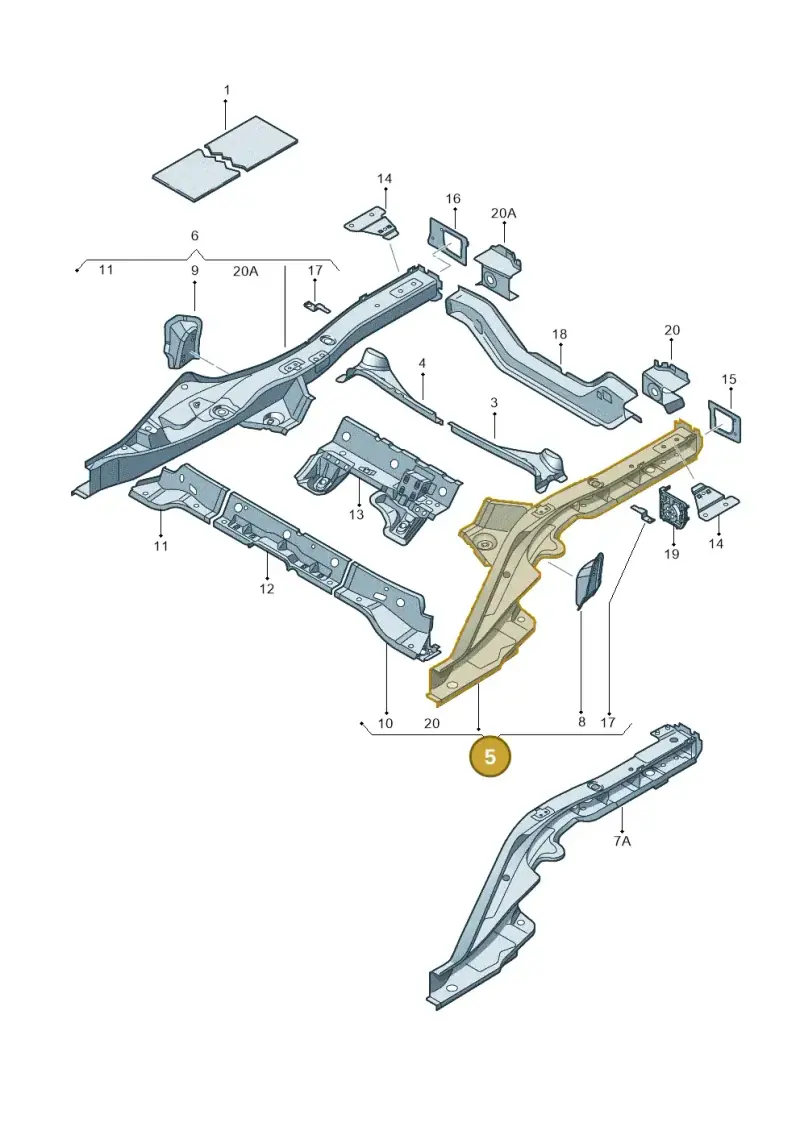 8K0803401C — Audi RS4 Av. qu. 4.2 (2012-2015) diagram 249803400, position 5