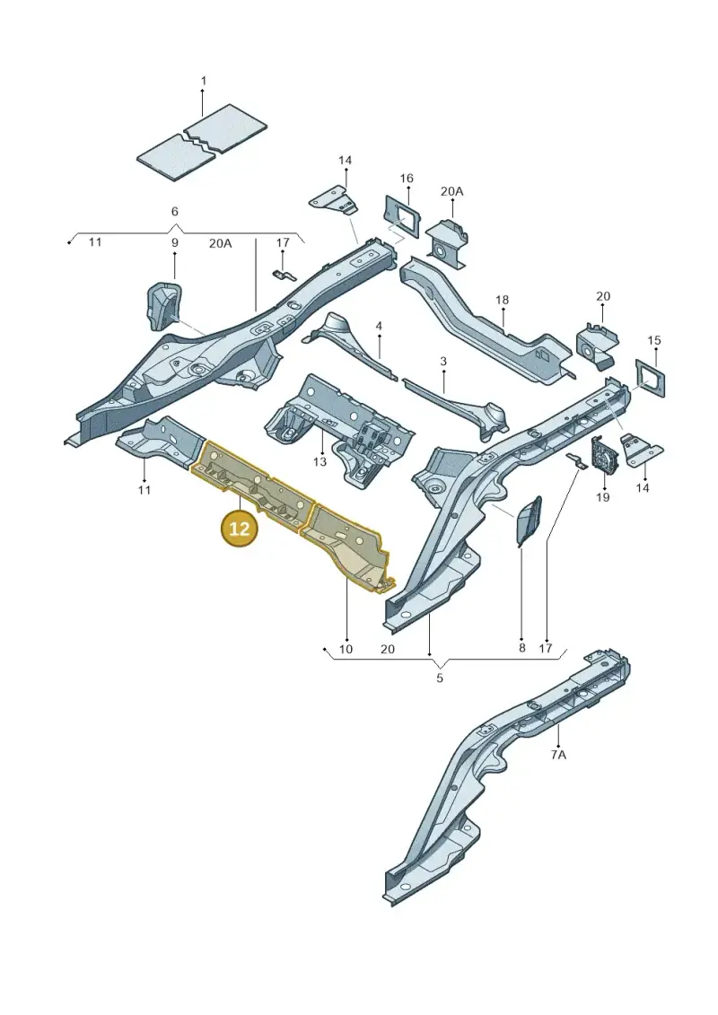 8K0803535B — Audi RS4 Av. qu. 4.2 (2012-2015) diagram 249803400, position 12