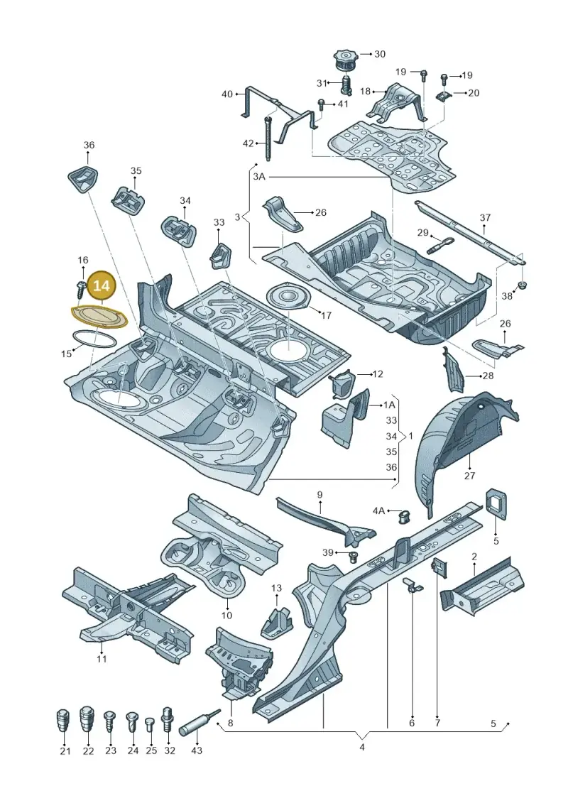 8K0803961A — Audi A7 Sportback (2010-2015) diagram 711803500, position 14