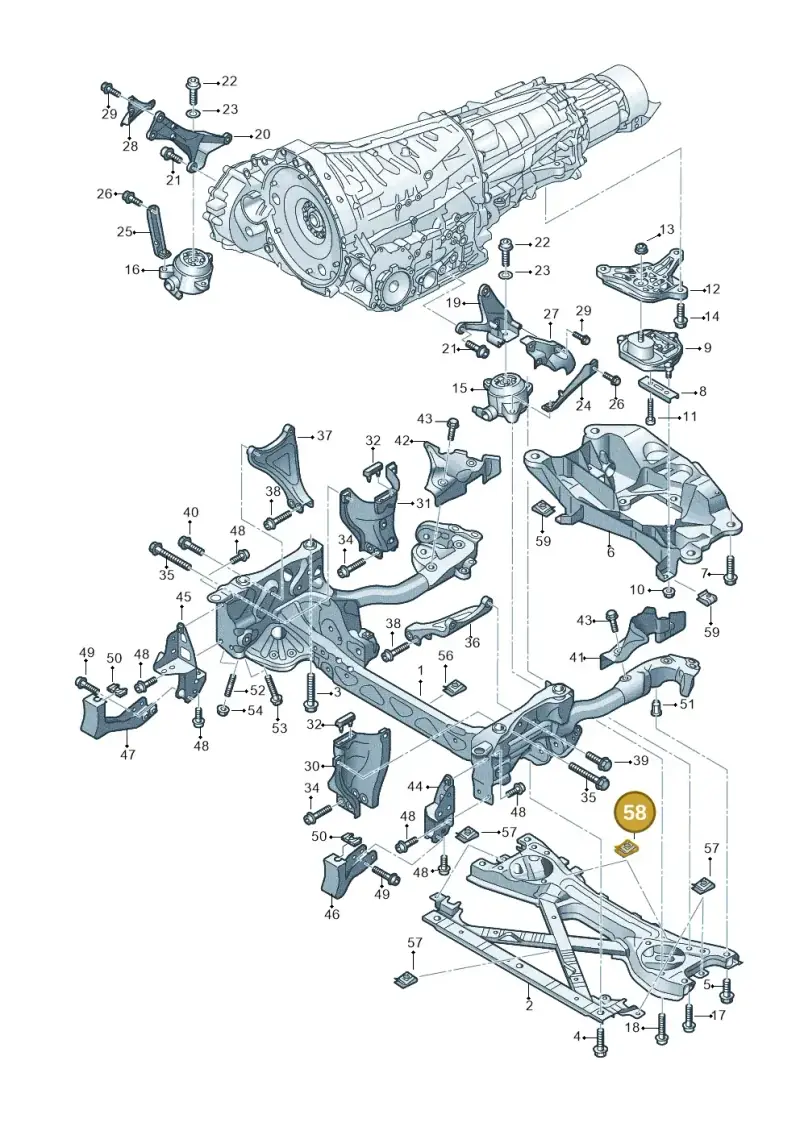 8K0805163A — Audi A8L qu. 3.0 TDI (2013-2018) diagram 696399750, position 58