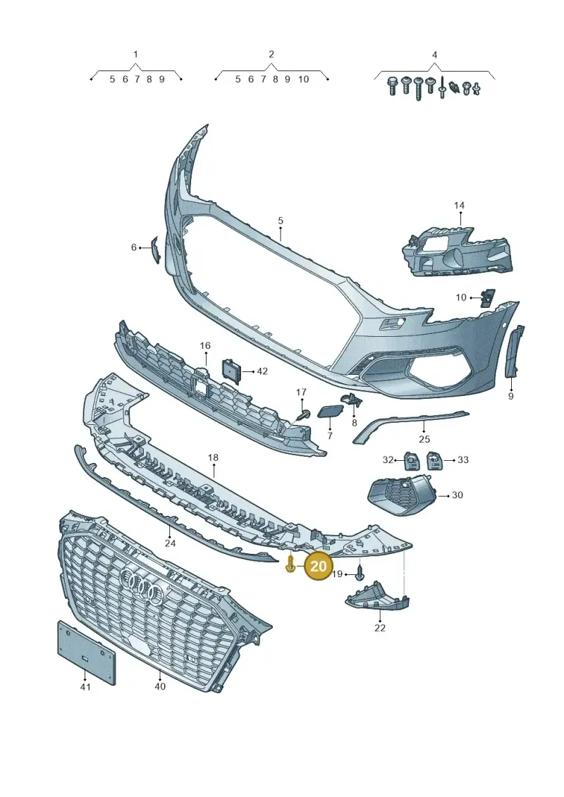 8K0805399A — Audi A3 Sportback (2019-2021) diagram 596807100, position 20