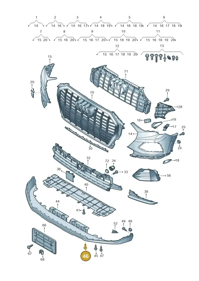 8K0805399A — Audi Q3 quattro (2018-2019) diagram 597807100, position 46