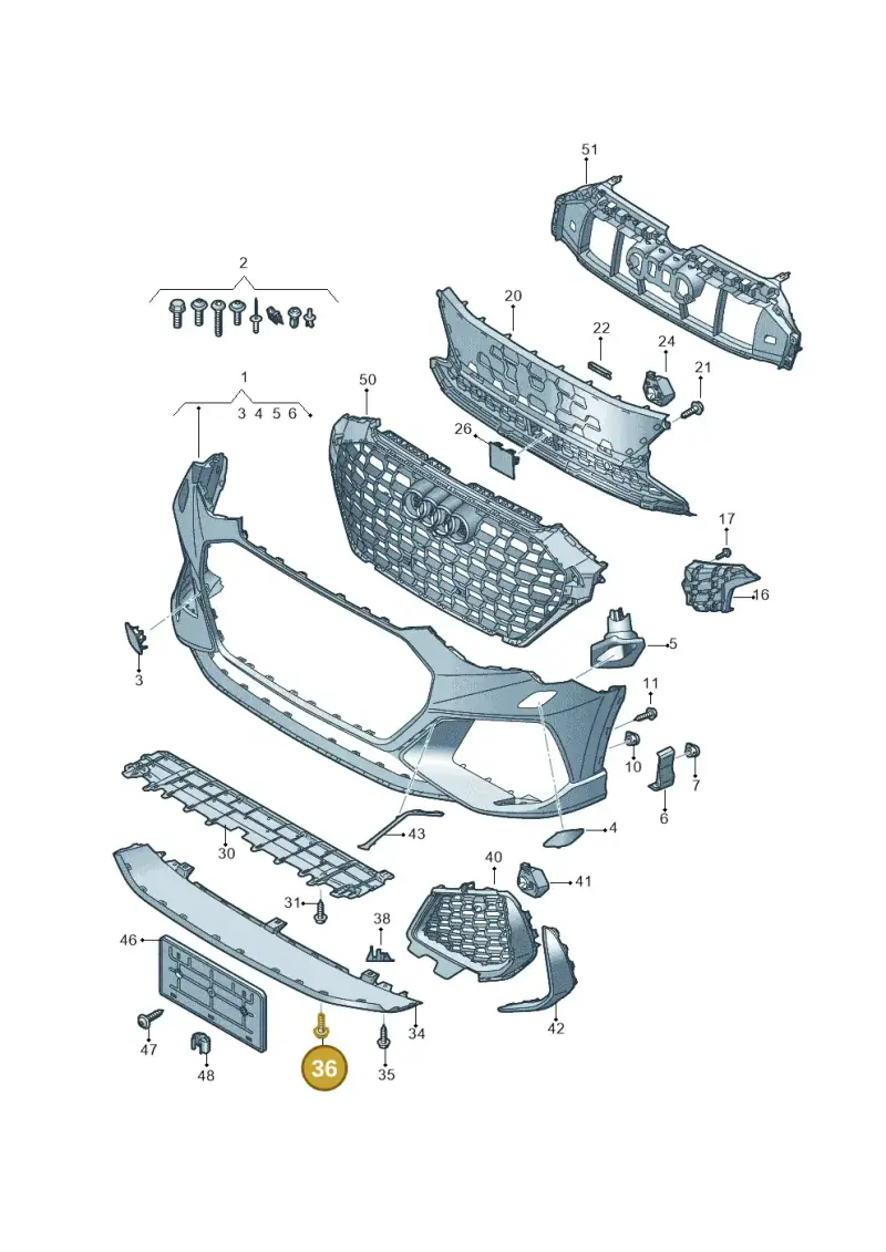8K0805399A — Audi RSQ3 Sportback (2019-2024) diagram f3z807100, position 36