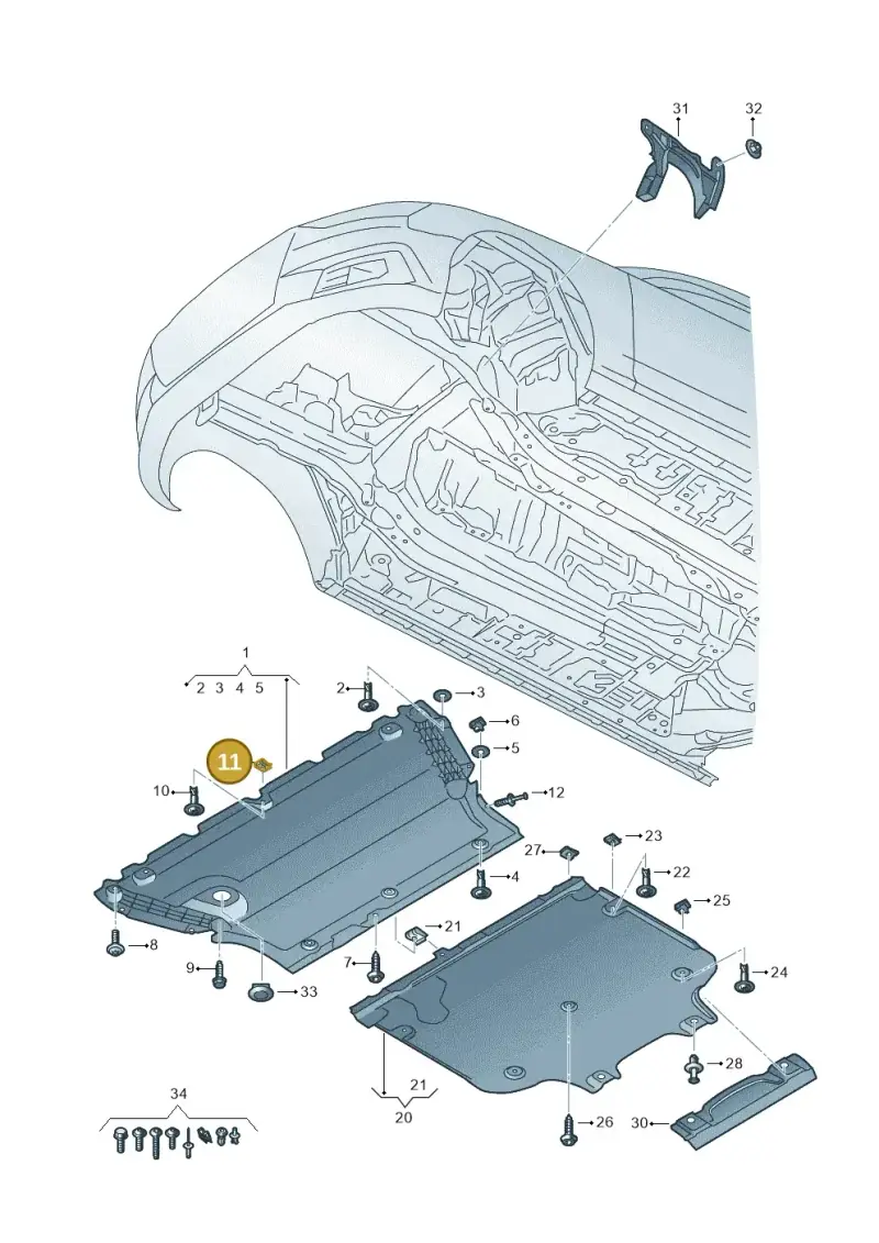 8K0805922A — Audi RS5 Sportback (2017-) diagram 849863250, position 11