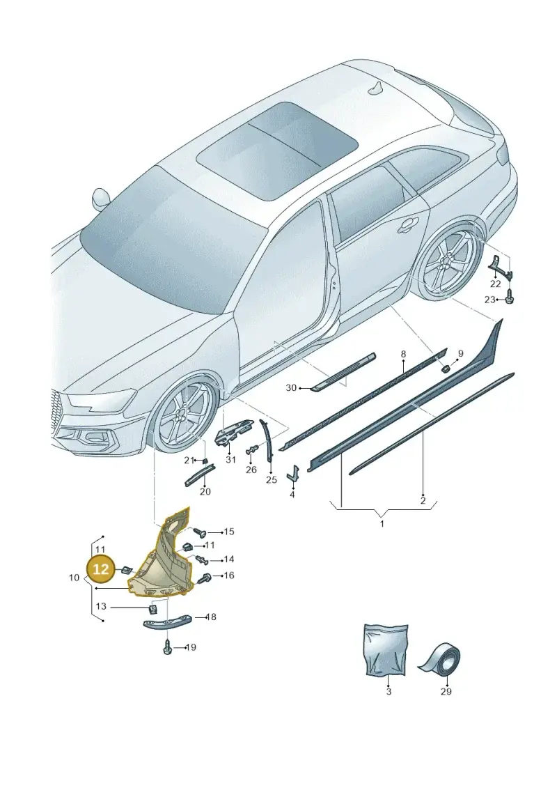 8K0805922A — Audi RS4 Avant (2017-) diagram 438853000, position 12