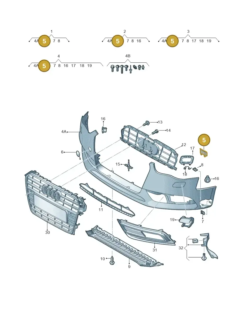 8K0807278A — Audi A4 av. 2.0 tdi (2011-2015) diagram 736807100, position 5