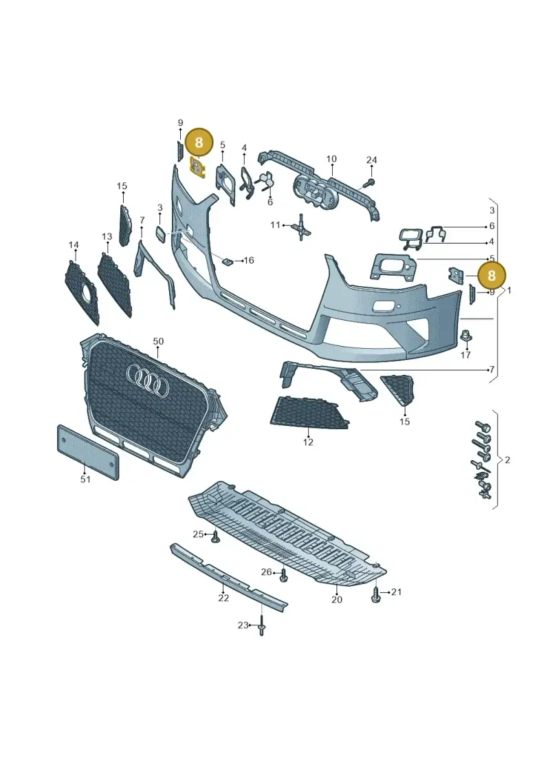 8K0807278A — Audi RS4 Av. qu. 4.2 (2012-2015) diagram 750807100, position 8