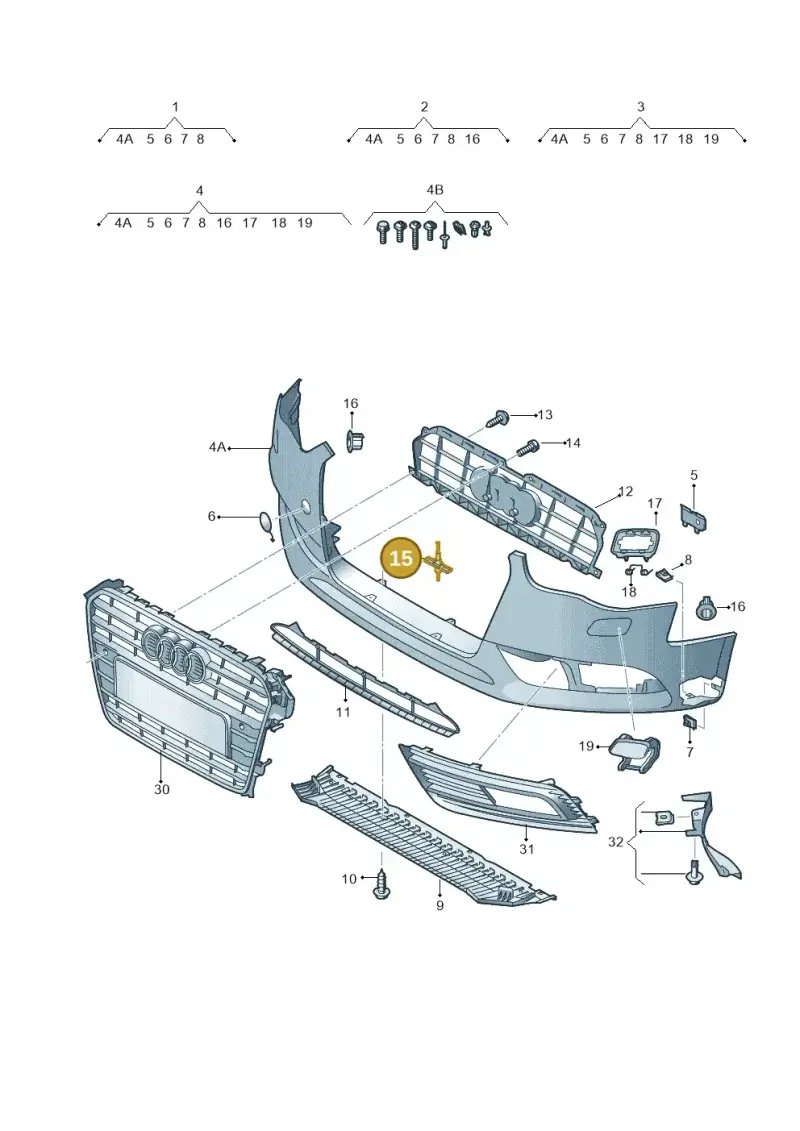 8K0807381 — Audi A4 av. 2.0 tdi (2011-2015) diagram 736807100, position 15
