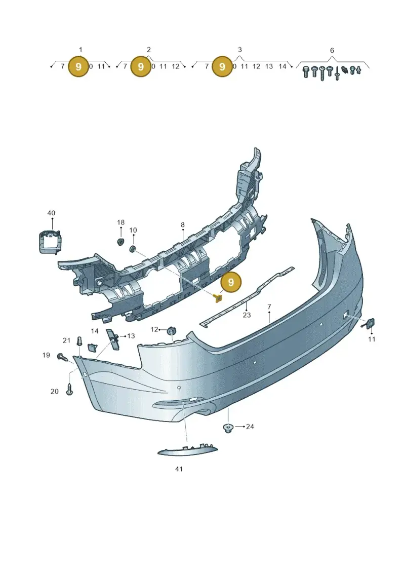 8K0807739A — Audi A5 Sportback (2016-2020) diagram 897807600, position 9