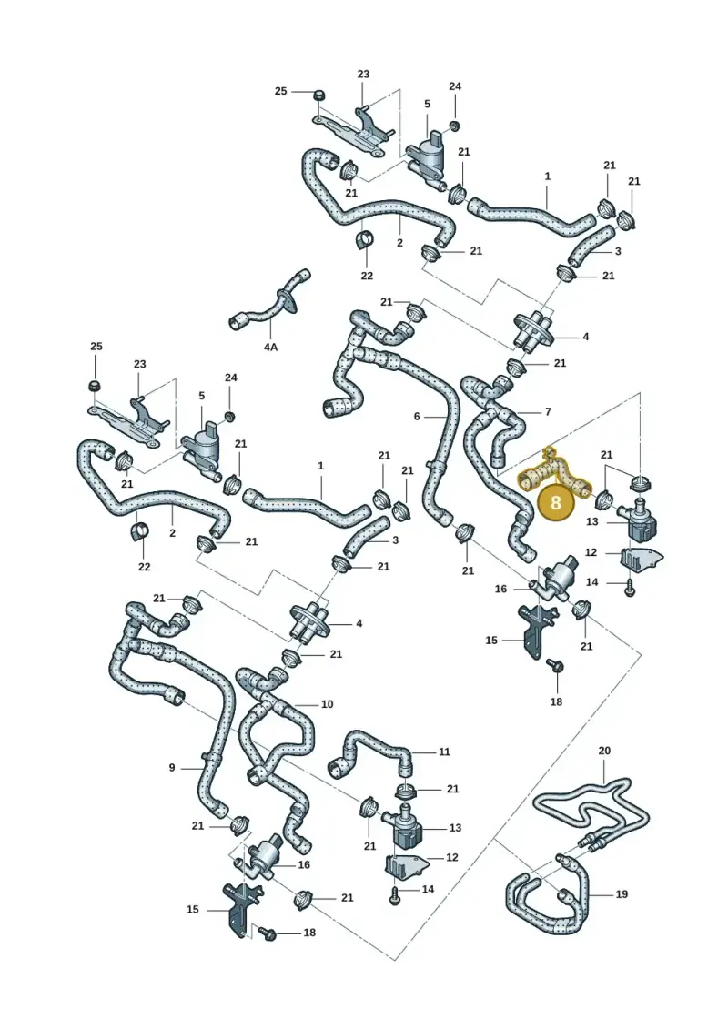 8K0819342K — Audi A4L 2.0 (2008-2012) diagram 669819075, position 8