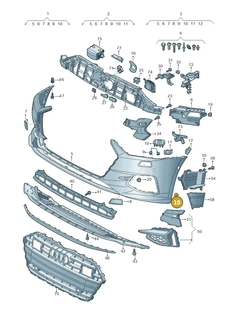 8K0821213A — Audi A7 Sportback (2018-) diagram 435807100, position 18