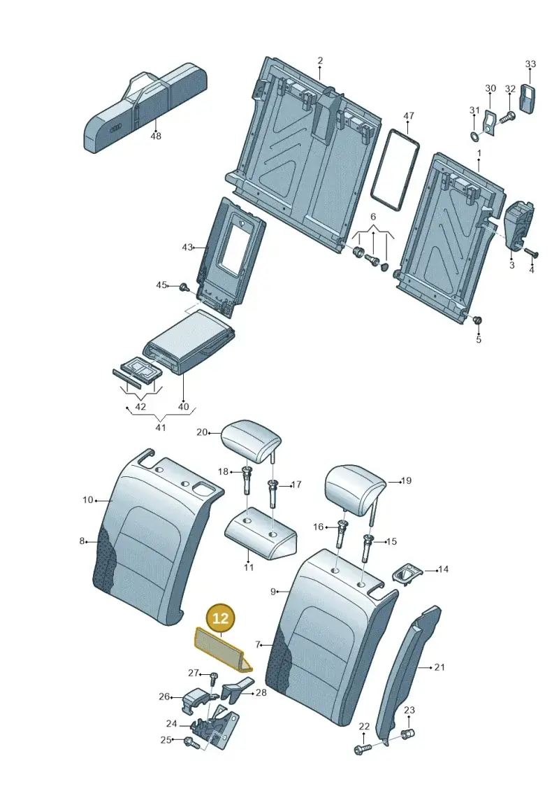 8K0885873S47U — Audi RS4 Av. qu. 4.2 (2012-2015) diagram 750885700, position 12