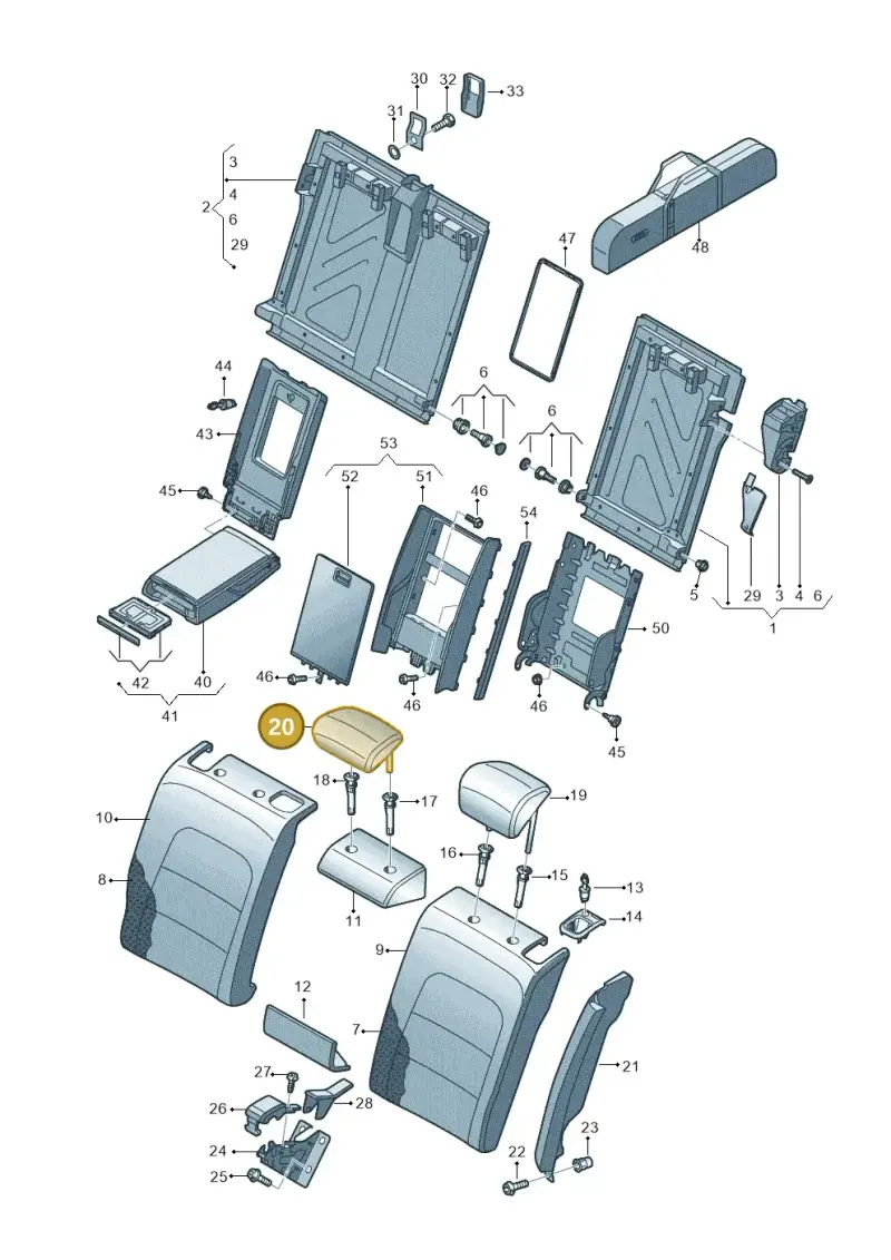 8K0885975D22A — Audi A4 Av. Allroad (2008-2016) diagram 636885700, position 20