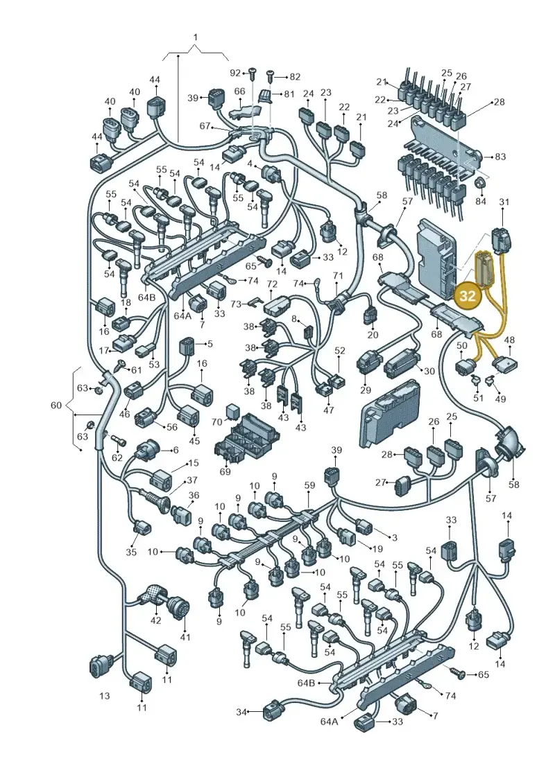 8K0906385B — Audi A8L qu. 3.0 TDI (2009-2014) diagram 696971700, position 32
