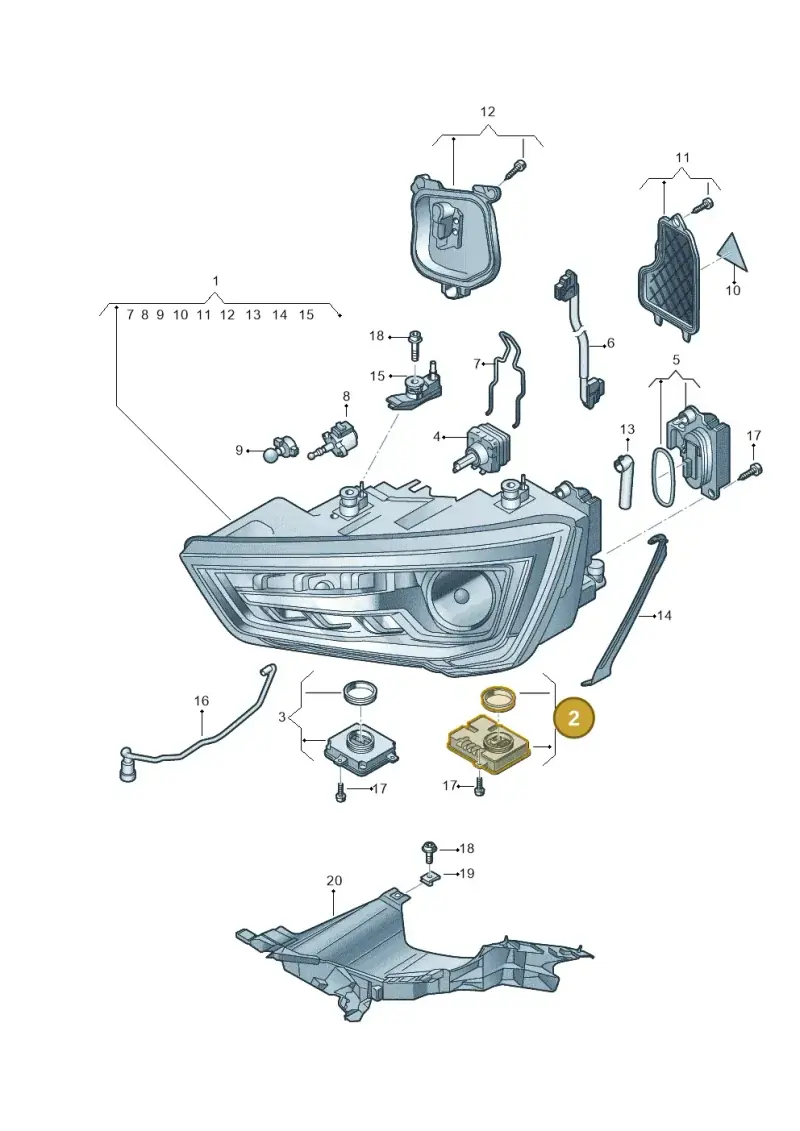8K0941597E — Audi A1 Sportback (2014-2018) diagram 792941050, position 2