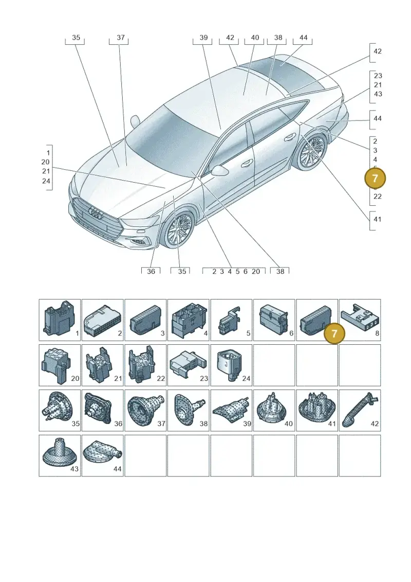 8K0941824 — Audi RS7 Sportback (2019-) diagram 435971810, position 7