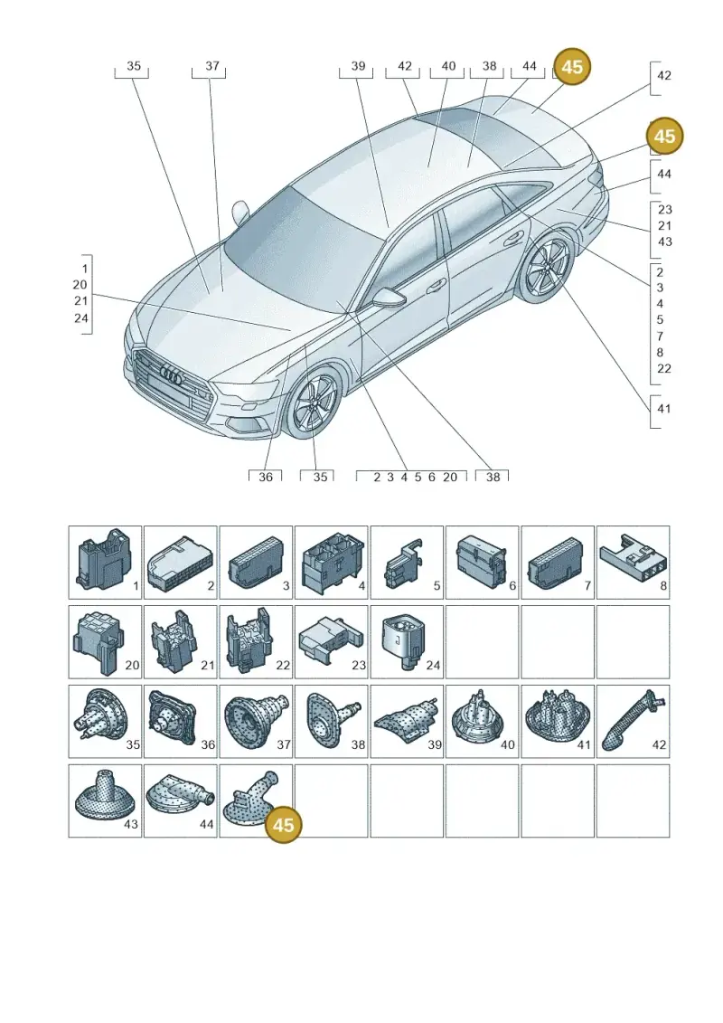 8K0971841 — Audi A6 2.0 (2018-) diagram 430971810, position 45