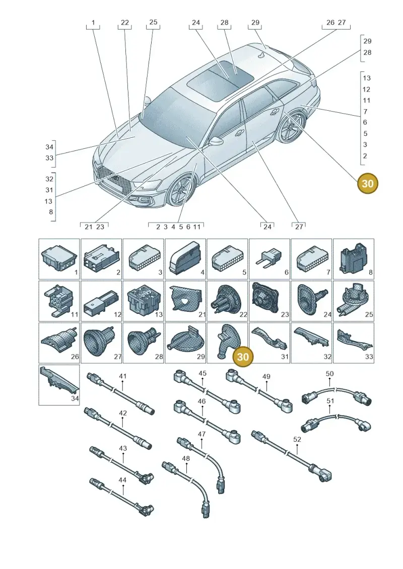 8K0971841 — Audi RS4 Avant (2017-) diagram 438971810, position 30