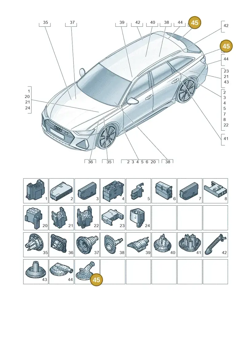 8K0971841 — Audi RS6 Avant (2019-) diagram 537971810, position 45