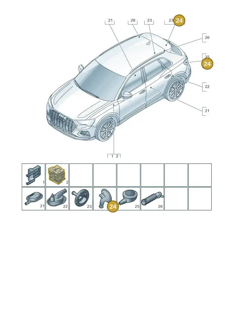 8K0971841 — Audi RSQ3 Sportback (2019-2024) diagram 597971810, position 24