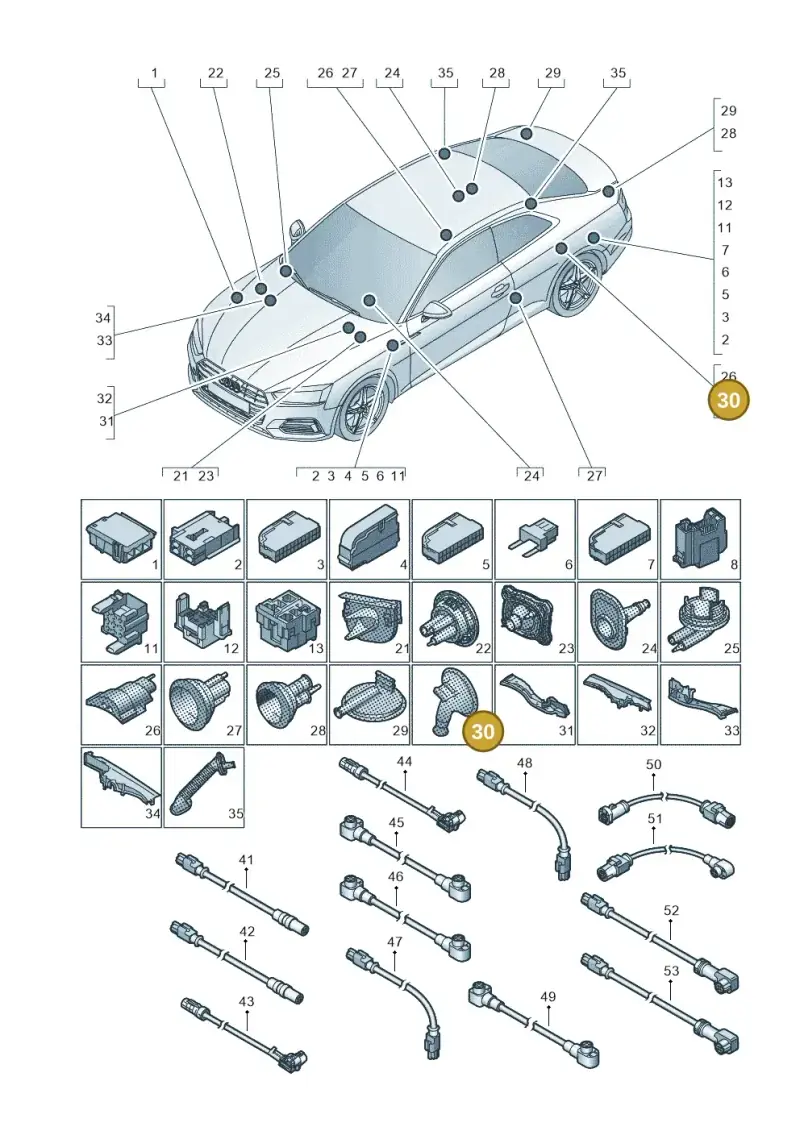 8K0971841 — Audi RS5 Sportback (2017-) diagram 897971780, position 30