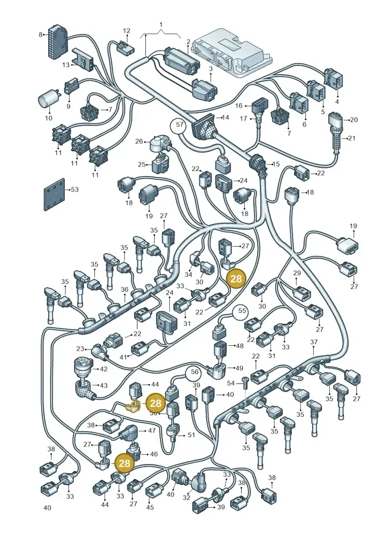 8K0971921C — Audi RS4 Av. qu. 4.2 (2012-2015) diagram 695971610, position 28