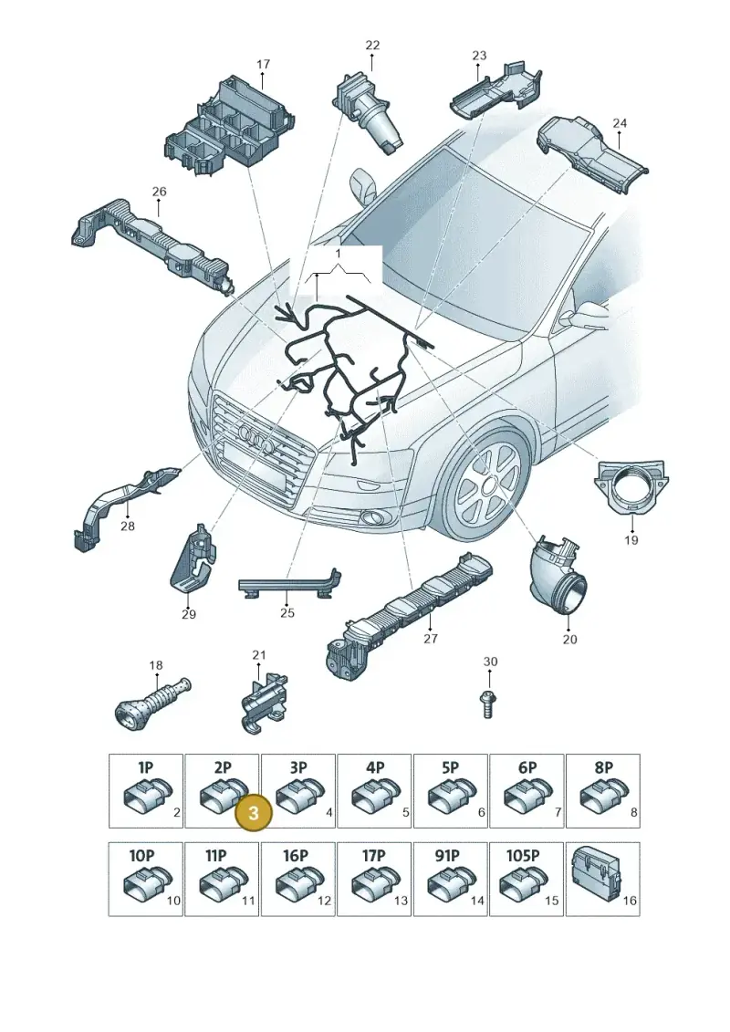 8K0971921C — Audi A8L qu. 3.0 TDI (2013-2018) diagram 771971400, position 3