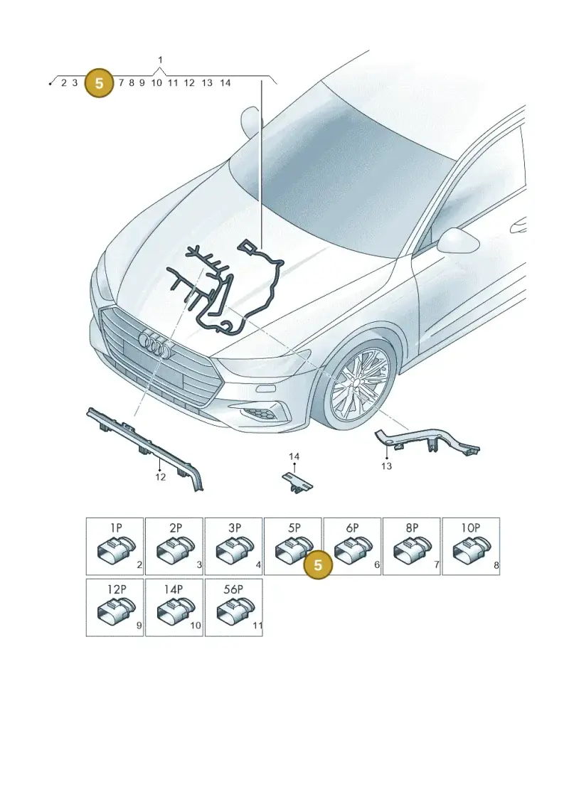 8K0971921D — Audi A7 Sportback (2018-) diagram 435971450, position 5