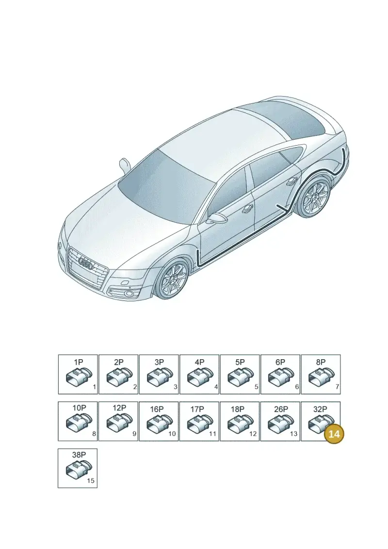 8K0972977 — Audi A7 Sportback (2014-2018) diagram 788971840, position 14
