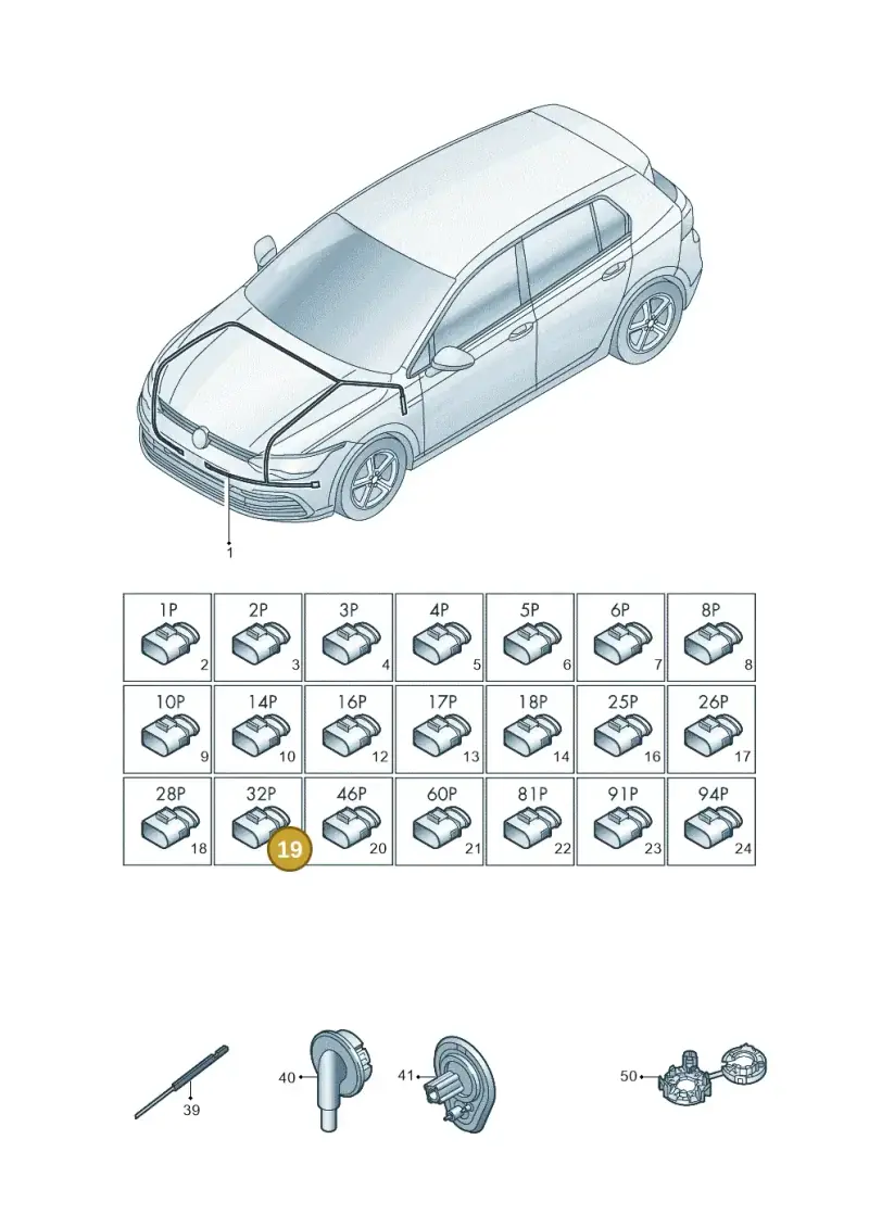8K0972977G — Volkswagen Golf (2019-2025) diagram 5h0971080, position 19
