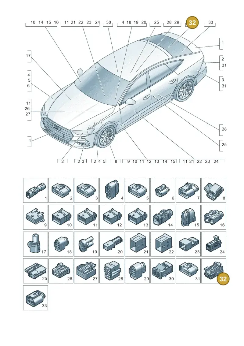 8K0972994 — Audi RS7 Sportback (2019-) diagram 435971820, position 32