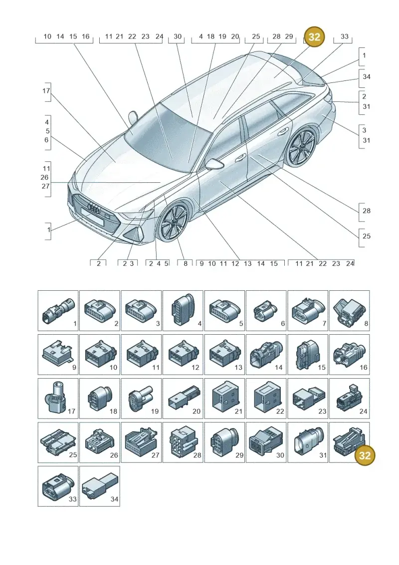 8K0972994 — Audi RS6 Avant (2019-) diagram 537971820, position 32