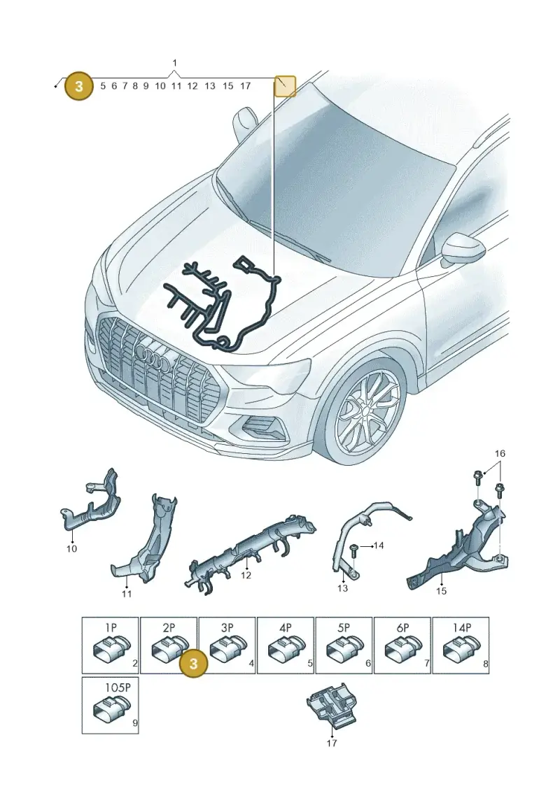 8K0973702E — Audi Q3 quattro (2018-2019) diagram 597971450, position 3