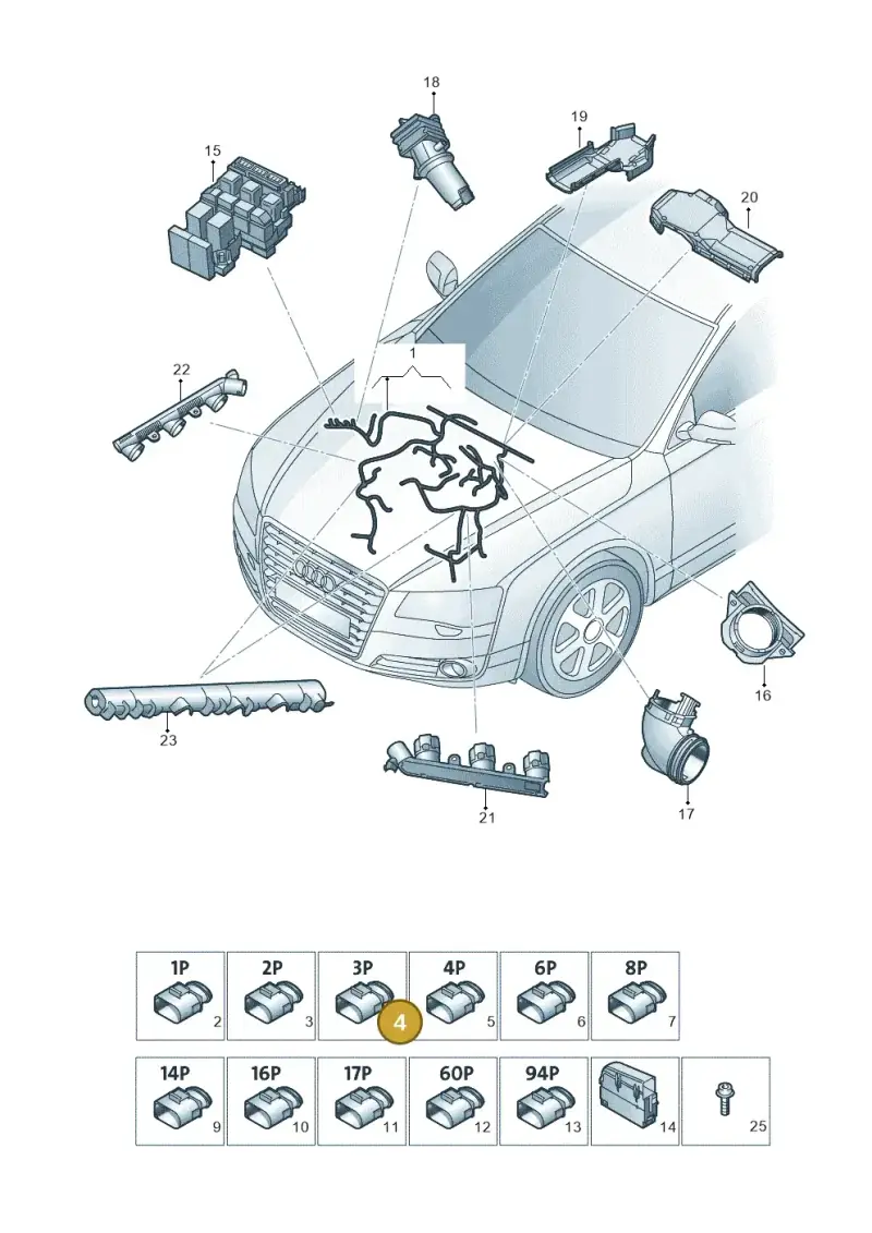 8K0973703D — Audi A8L qu. 3.0 TDI (2013-2018) diagram 771971150, position 4