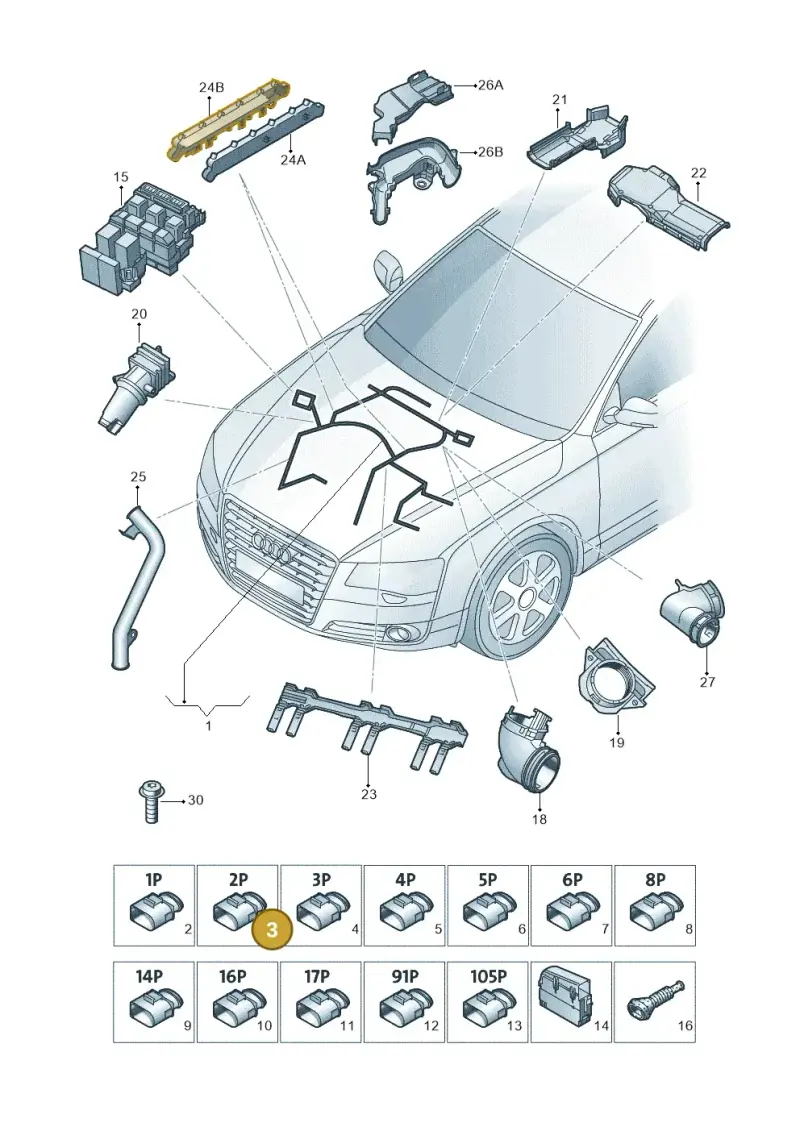 8K0973703D — Audi A8L qu. 3.0 TDI (2013-2018) diagram 771971600, position 3