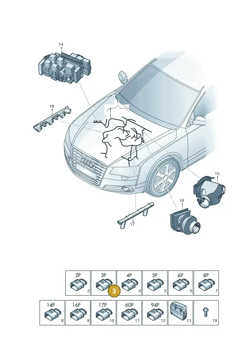8K0973703D — Audi A7 Sportback (2014-2018) diagram 788971150, position 3