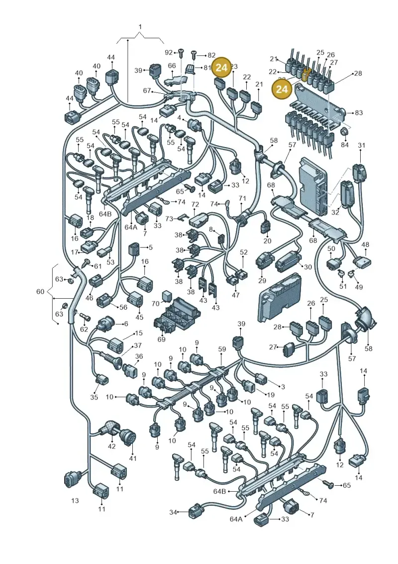 8K0973704C — Audi A8L qu. 3.0 TDI (2009-2014) diagram 696971700, position 24