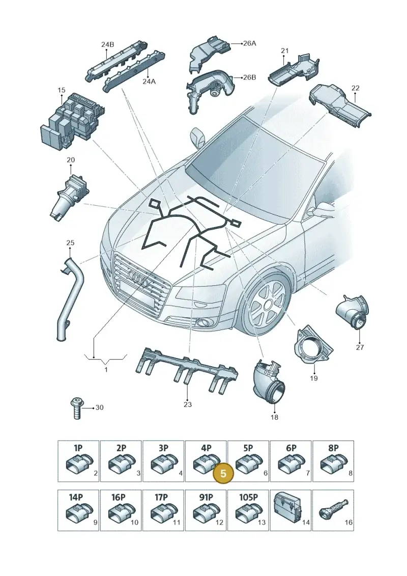 8K0973704C — Audi A8L qu. 3.0 TDI (2013-2018) diagram 771971600, position 5