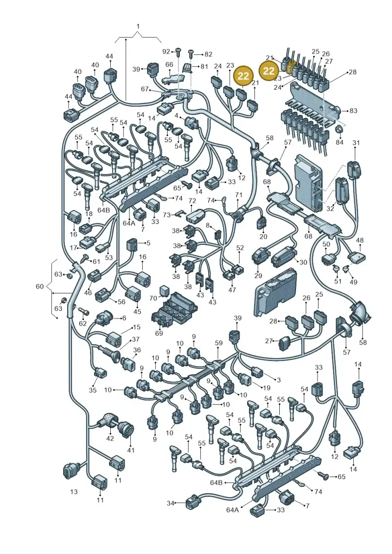 8K0973705F — Audi A8L qu. 3.0 TDI (2009-2014) diagram 696971700, position 22
